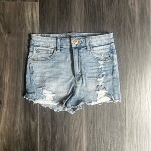 American Eagle Outfitters Light Blue Distressed Jean Shorts